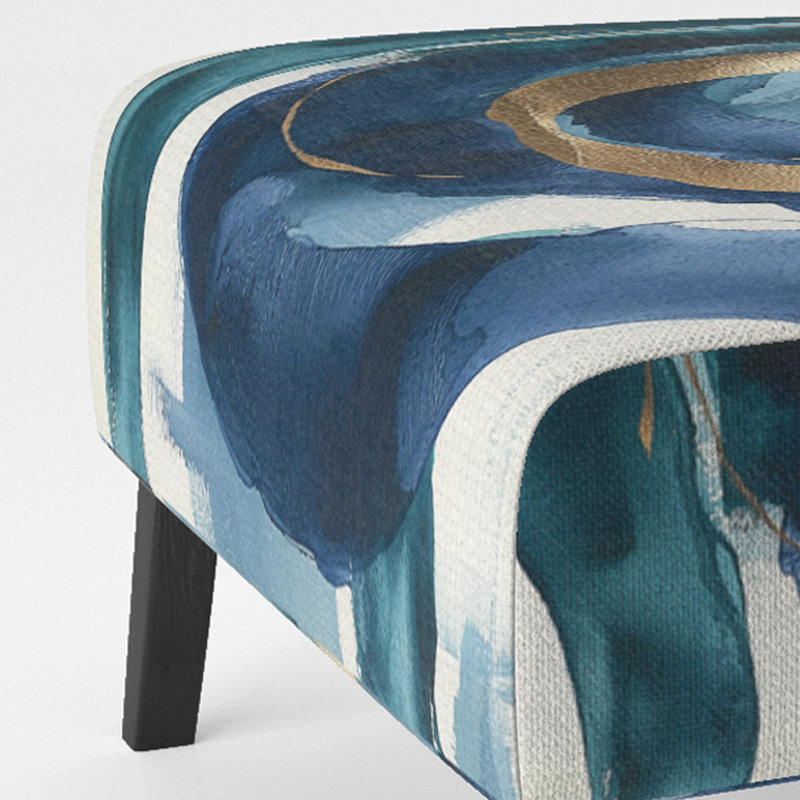 Mettalic I - Glam Upholstered Slipper Chair, Blue/Gold