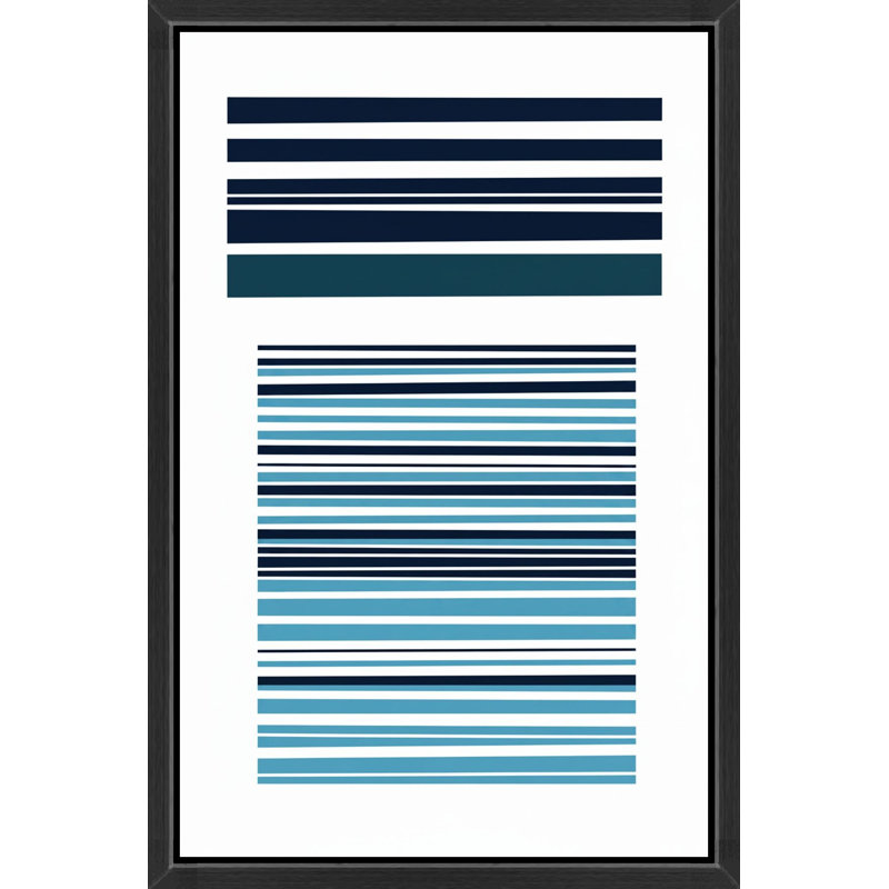 Motif de rayures bleu marine et bleu sarcelle - Art mural sur toile encadrée, 18" H x 12" W, Brown