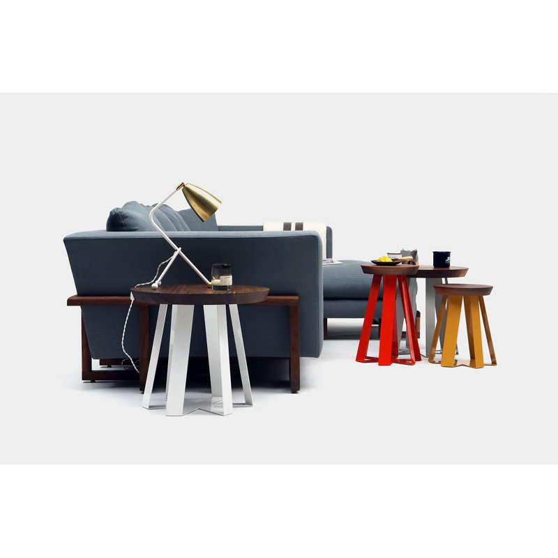 ARS Solid Wood Top End Table, Orange, Walnut