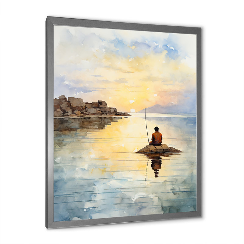 Meditation Serenity By The Sea 3 - Art mural méditation, Cadre photo argenté, H 44 po x l 34 po x P 1,5 po