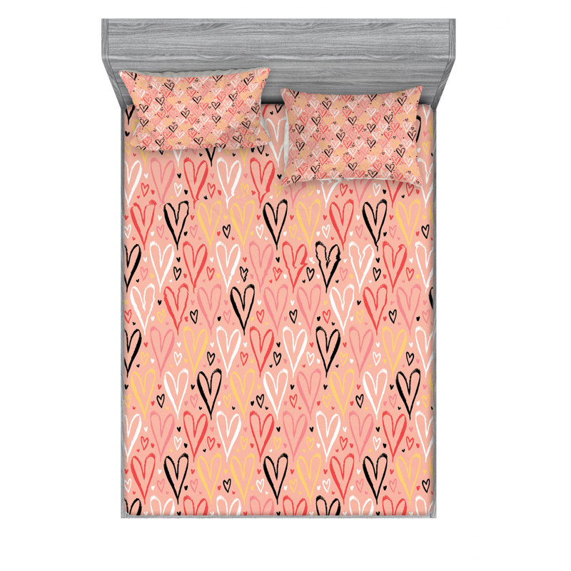Microfiber Geometric Sheet Set, Full Sheet Set with Fitted Sheet