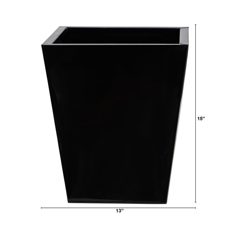 Pot à fleurs en métal Frankey, H 15 po x l 13 po x P 13 po, Noir