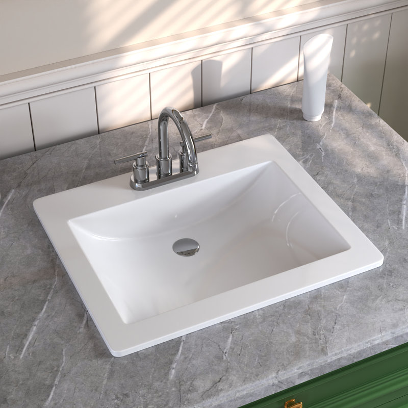 Lavabo de salle de bain rectangulaire encastré en porcelaine vitrifiée blanche 21 "x 18" avec trop-plein
