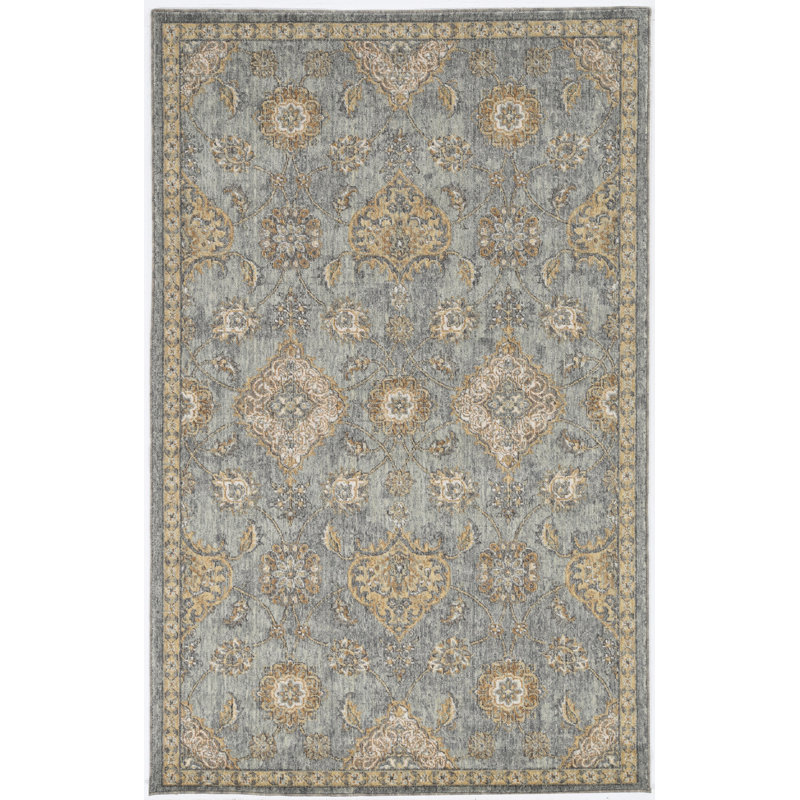 Bodily Oriental Wool Sage Green Area Rug, Rectangle 2'3" x 3'3"