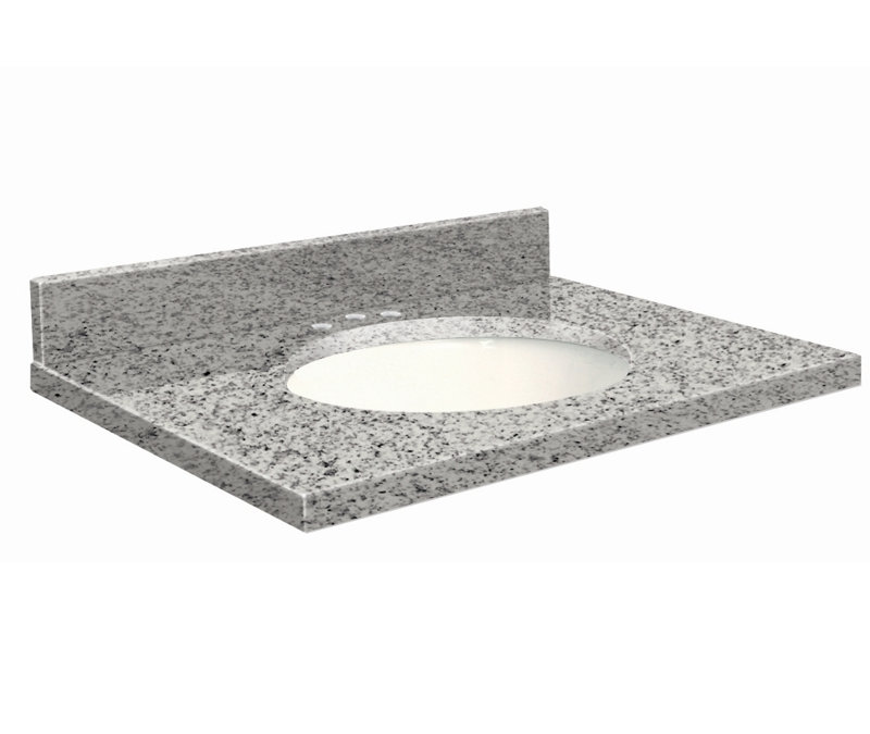 Dessus de salle de bain simple 43 po meuble-lavabo, Biscuit, Vert Uba, Décalé de 8 po