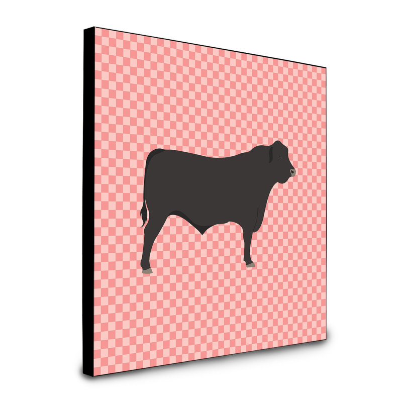 Panneau mural d’art de vache angus Haddie, Rose