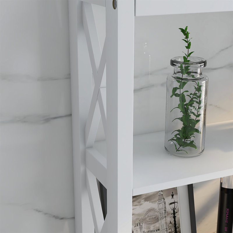 Armoire de rangement au-dessus de la toilette blanche avec un tiroir et 2 tablettes