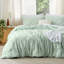Ensemble d'édredon grand lit vert olive, ensemble de lit capitonné Boho, literie à carreaux de style Shabby Chic, 3 pièces, 1 édredon géométrique à carreaux et 2 taies décoratives-1960535228-1960535221