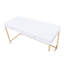 Bureau blanc ultrabrillant avec deux compartiments de rangement et une table d'étude contemporaine avec tiroirs à finition dorée