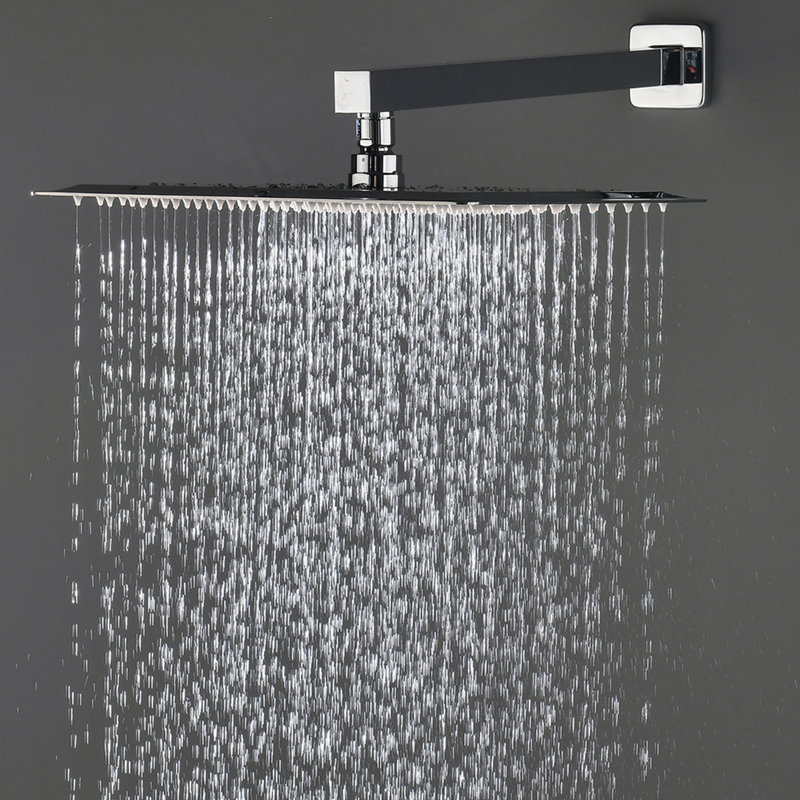 Bathroom Luxury Rain Mixer Combo Set Wall Mounted Rainfall Shower Head System Polished Chrome, (Contain Faucet Rough-In Valve Body And Trim)