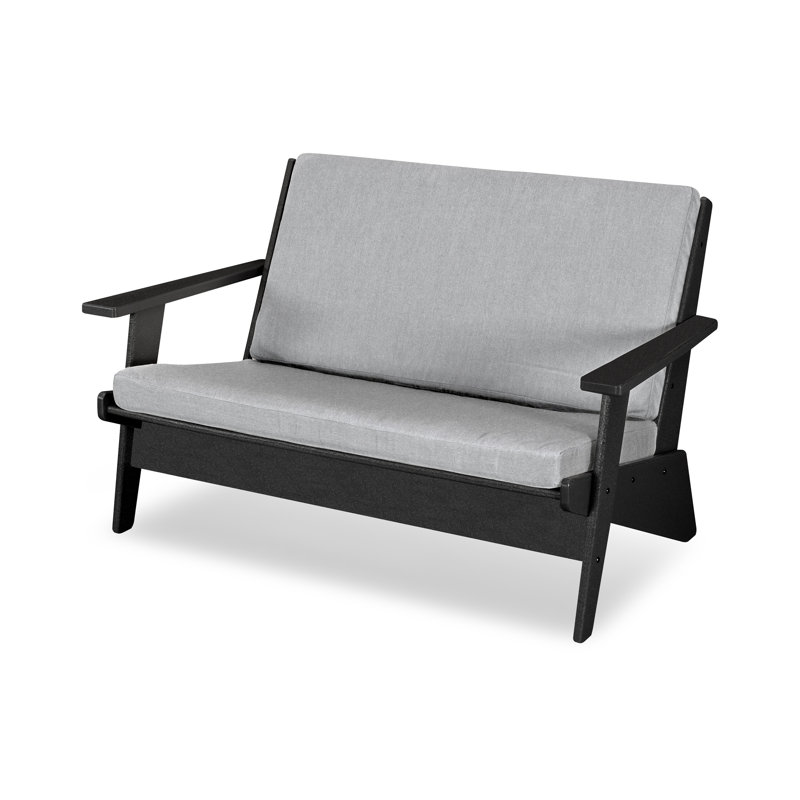 Riviera Modern Lounge Loveseat, Granite, Black
