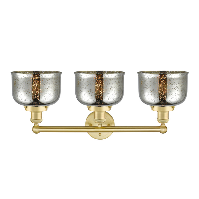 Éclairage pour meuble-lavabo à 3 lumières à intensité variable Raykwan, Argent mercuré plaqué, Or satiné