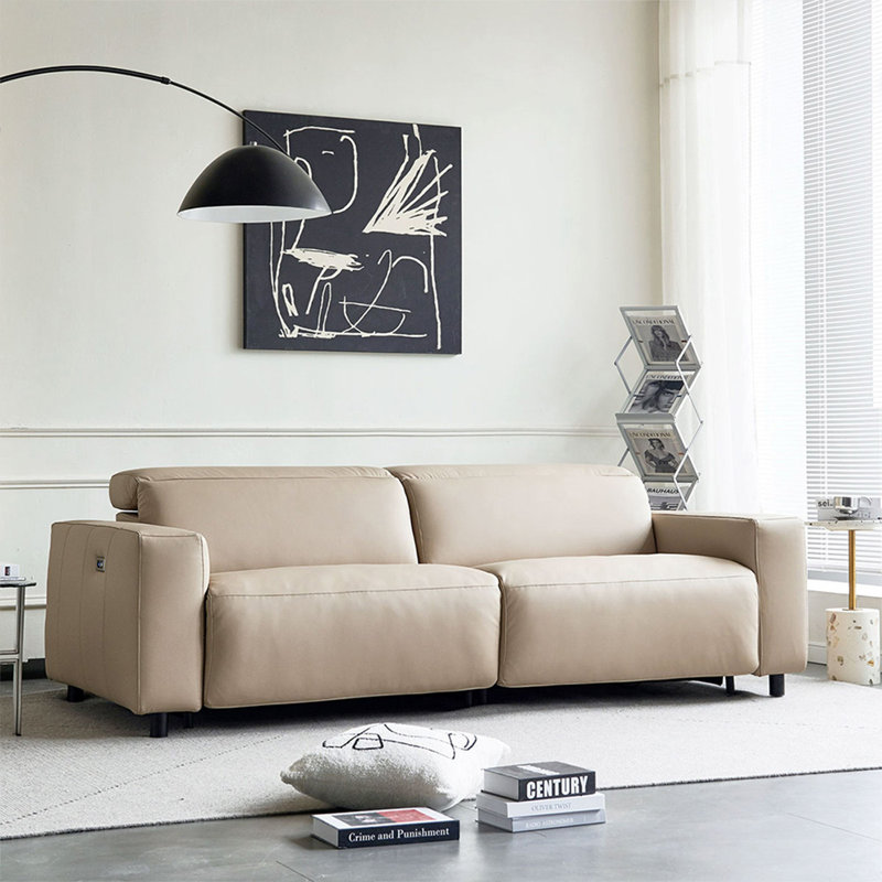 Causeuse-coussin modulaire en cuir véritable blanc crème