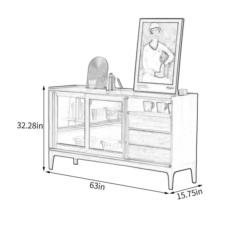 63'' Solid Wood Sideboard