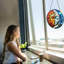 Sun and Moon Suncatcher vitrail suspendu - décorations célestes Sun Catchers Wall Art Home Garden Decorations - 8 "fait à la main pour attraper les fenêtres