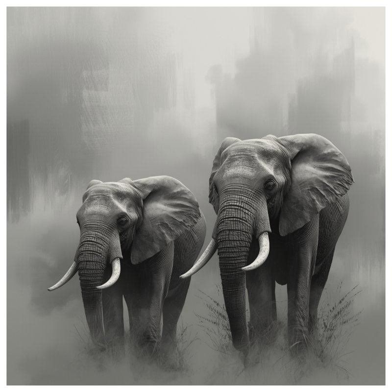 Deux rideaux de fenêtre, éléphants et voilages occultants - 1 panneau, 50 po x 92 po - 1 panneau, Transparent