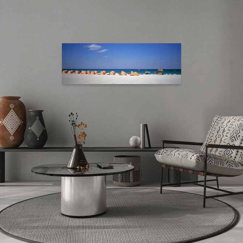 Beach Scene Miami Florida USA 1 Piece Wrapped Canvas Panoramic Wall Art, 30.48 cm H x 91.44 cm W