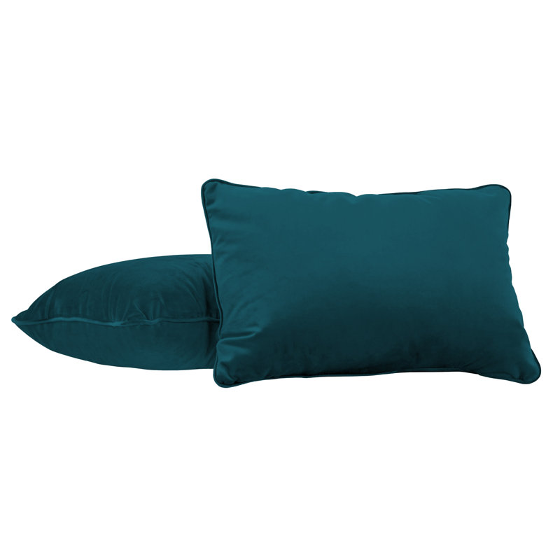 Rectangle Lumbar Microfiber Pillow with Piping, 2-pack, Peacock, Rectangular 16"H x 24"W