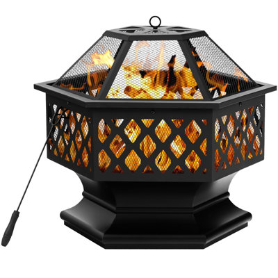 Leonard Hexagon Iron Wood Burning Fire Pit