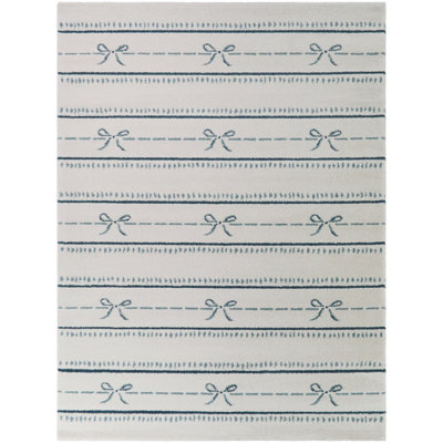 Lia Blue Kids Bow Stripes Area Rug