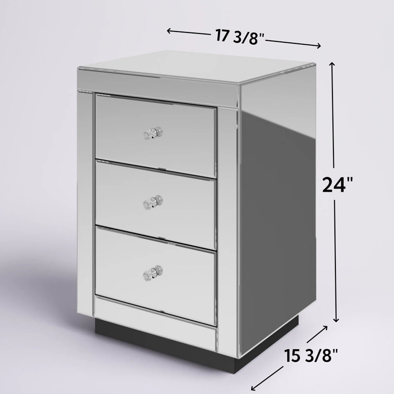 Yolanta 3 - Drawer Nightstand in Silver