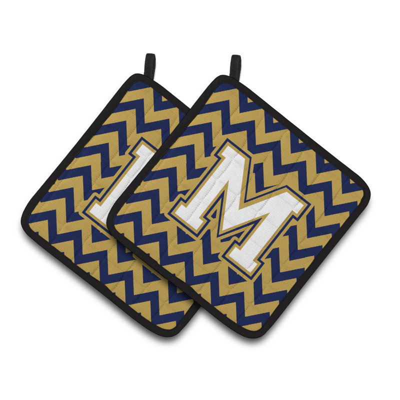 Poignée à chevrons, M, Bleu marine/doré