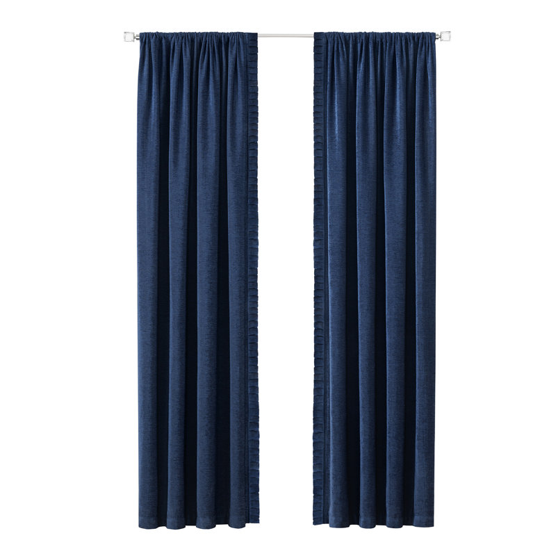 Paire de rideaux semi-transparents avec passe-tringle Jceion, l 52 po x L 84 po, Marine