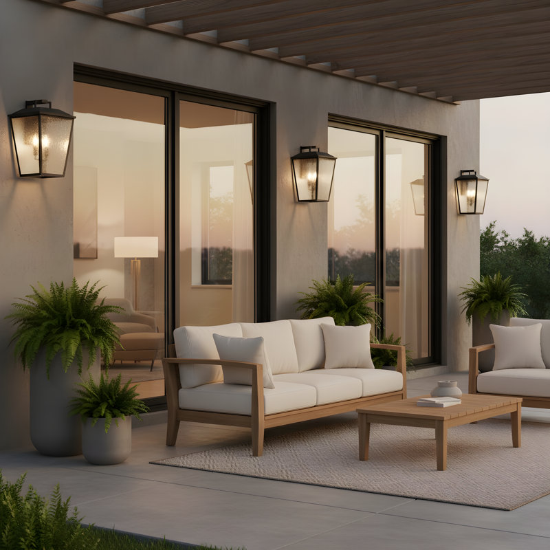 Kennewick Outdoor Fixture With Clear Seeded Shade, 16.5" H x 10.75" W x 12.375" D, 3 Lights, Textured Black