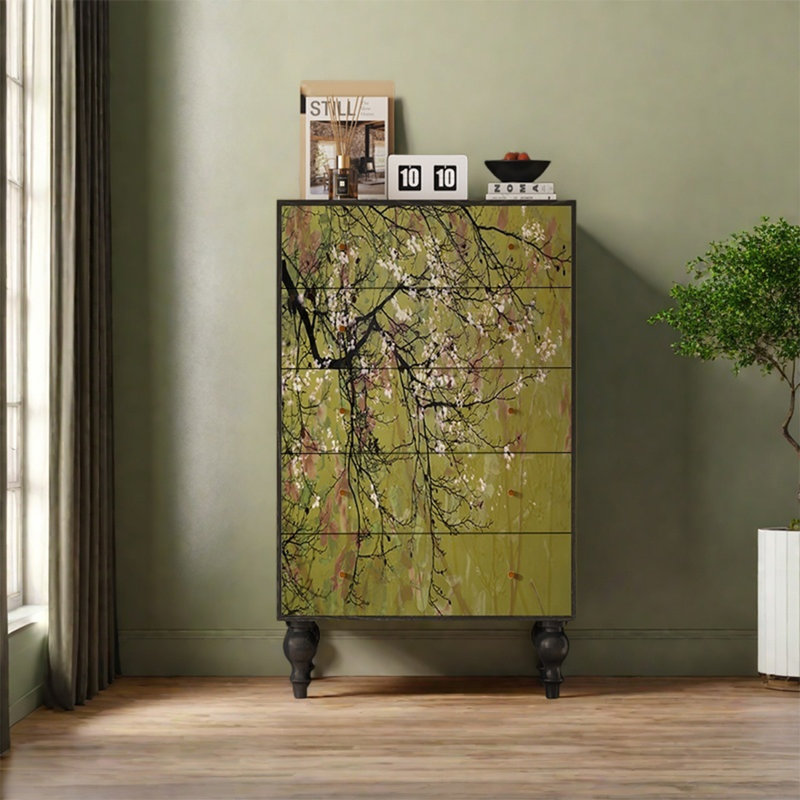 Armoire de rangement à cinq tiroirs en bois massif