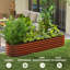 Ensemble de jardin surélevé galvanisé de 8 pi x 2 pi x 1,4 pi Outsunny, jardinière surélevée en métal avec bordure de sécurité, réservoir de bricolage facile pour faire pousser des fleurs, des herbes et des légumes, brun-1092610926