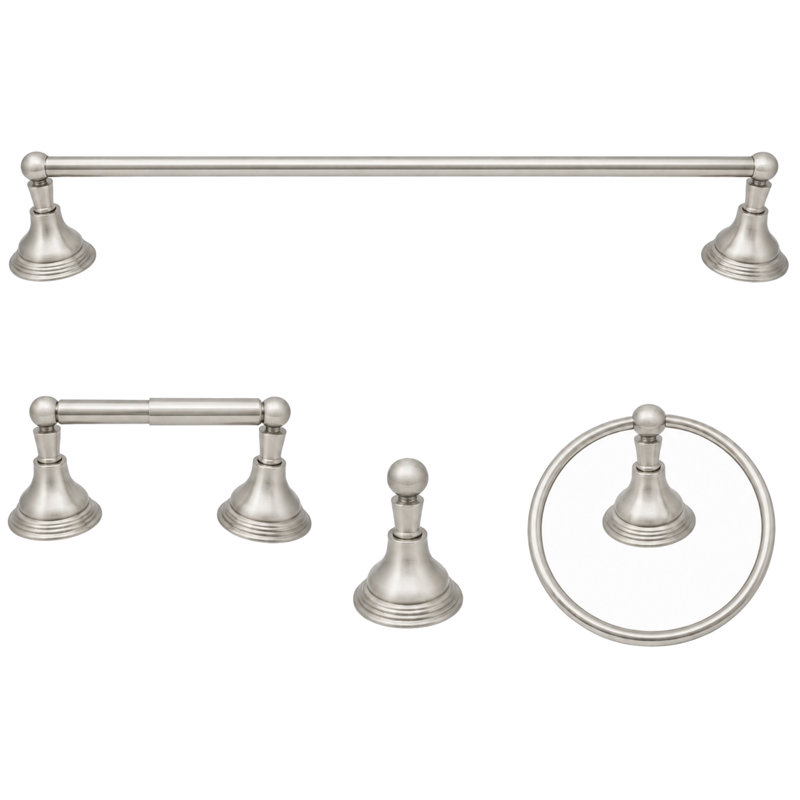 Ensemble de quincaillerie d'accessoires de salle de bain 4 pièces St. Lawrence P4BSTL18, Nickel mat
