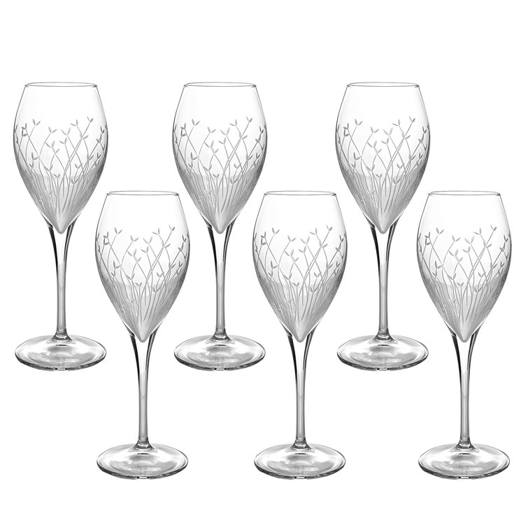 JoyJolt Geo Glasses 4 - Piece 14oz. Crystal White Wine Glass Glassware Set