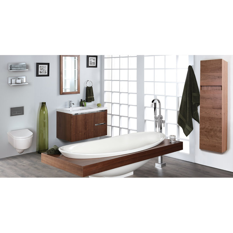 Suave 78.75'' L Freestanding Soaking Bathtub, Gloss White