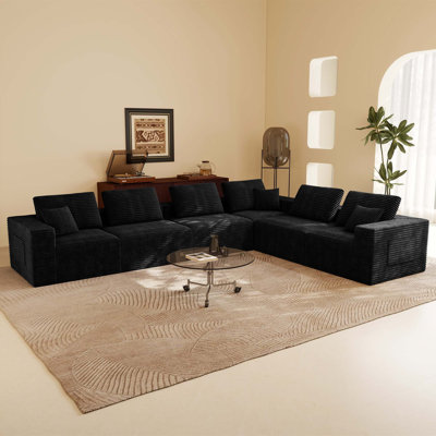 Modular Sectional Sofa with Plush Corduroy Fabric, No Assembly Required
