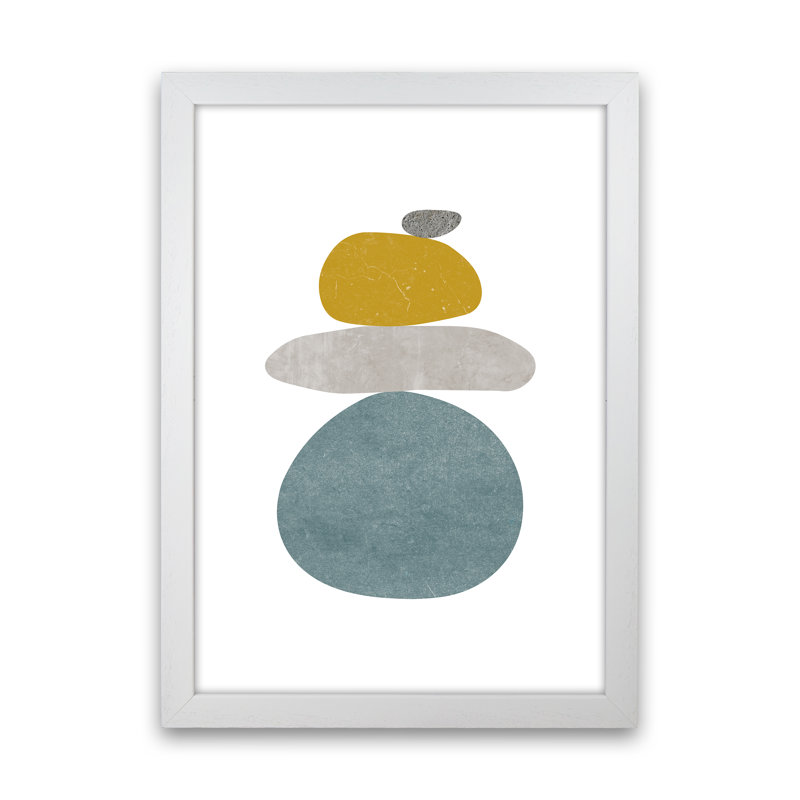 Pebbles V - Print, 63cm H x 46cm W x 3cm D, White Framed Canvas