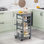 Fidole Rolling Kitchen Cart with 4 Basket Drawers, Side Racks, Wheels Grey