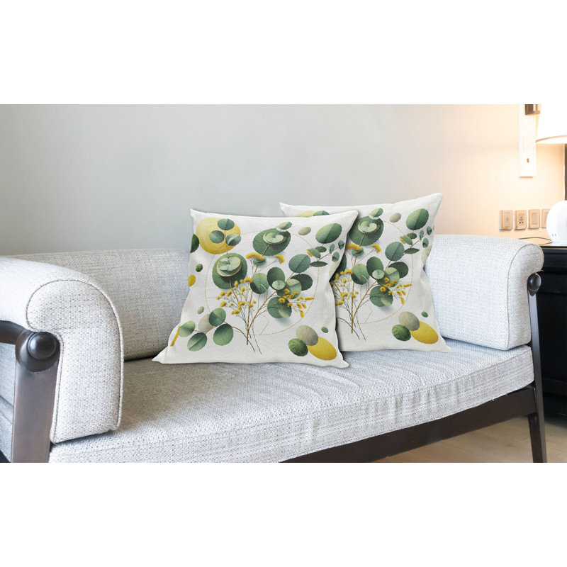 Paquet de 2 housses de coussin Ambesonne Eucalyptus, H 24 po x l 24 po, Carré