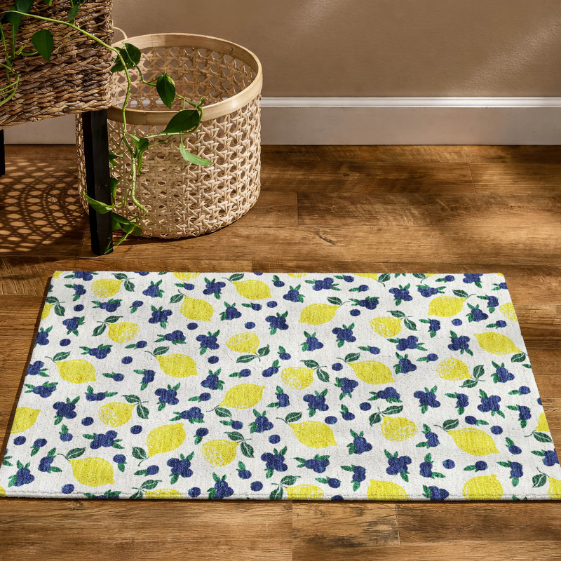 Premium Machine Washable Mayfield  Fruits Rug, 1'8" x 2'6", Ivory