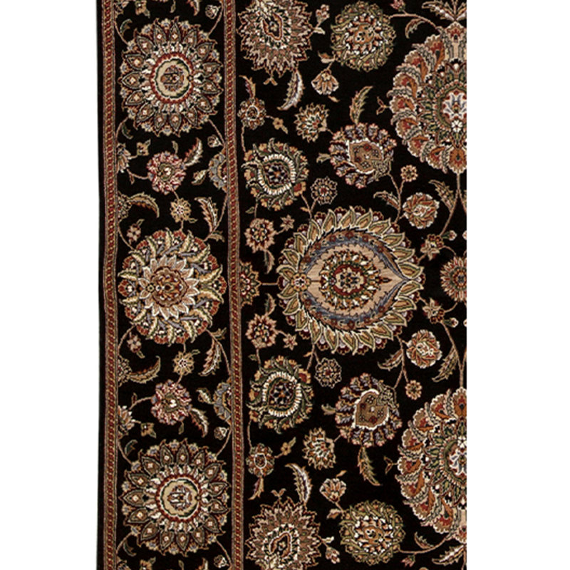 Tapis noué à la main noir / rouge / vert / ivoire One-of-a-Kind