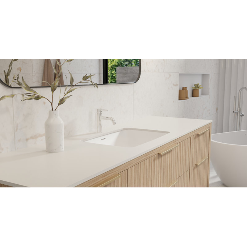 Badeloft 23.6" x 16.4" Rectangular Stone Resin Undermount Bathroom Sink UB-01-M in Matte White, Matte White