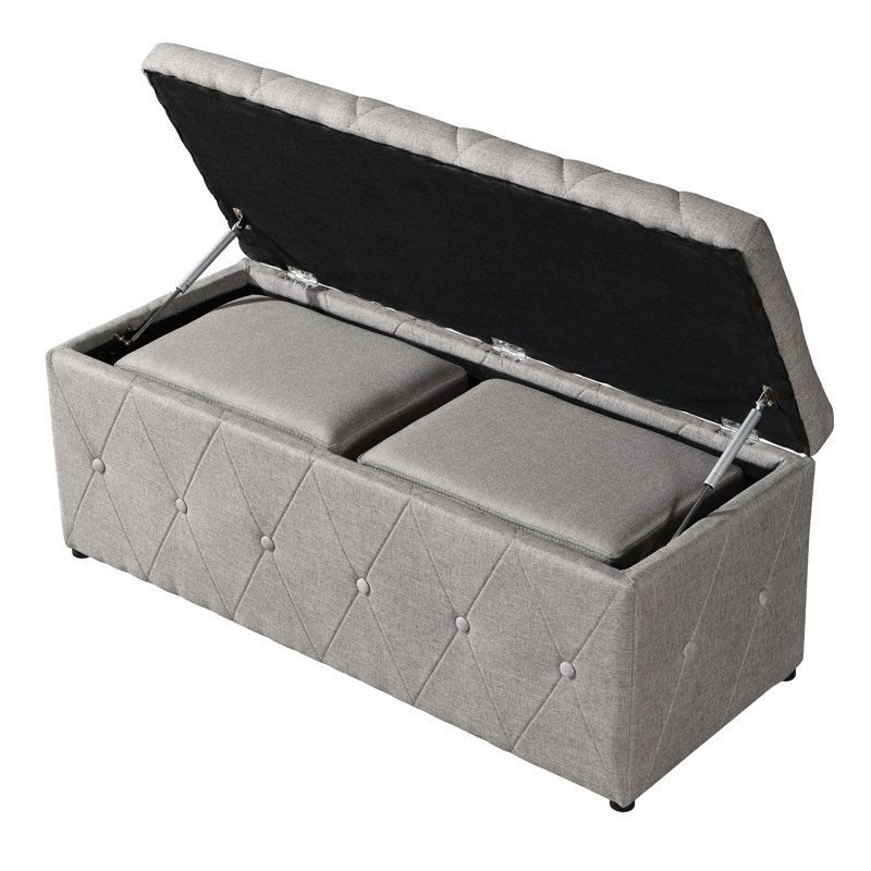 1 pièce de rangement rectangulaire beige - Tissu en lin et assise confortable en éponge résiliente pour les rassemblements Décore la chambre à coucher, le salon, le balcon et range différents articles pour économiser de l'espace