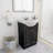 24" W x 19" D x 34" H Semi-Contemporary Euro Vanity in Navy with Ceramic Vanity Top in White-368311748