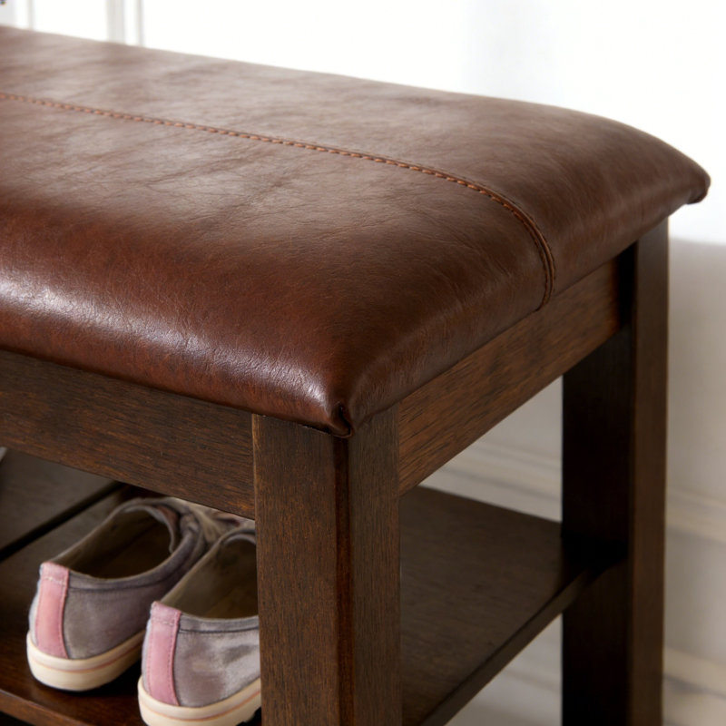Adjustable Two-Tier Shoe Storage Bench, 16.5" H x 39.6" W x 12" D