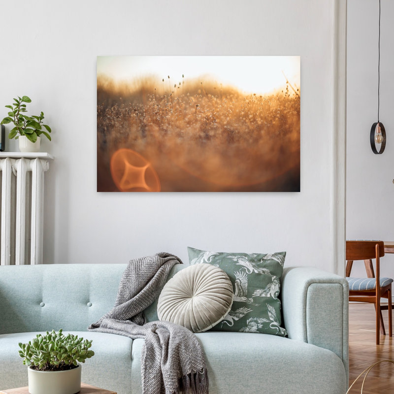 Art champêtre abstrait serein au coucher du soleil, H 24 po x l 36 po