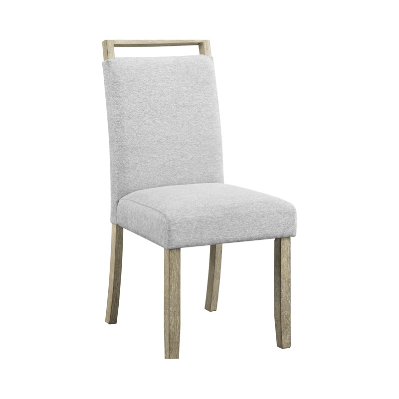 Chaise d'appoint de salle à manger grise 2 pièces, pieds contemporains rembourrés 2 pièces, dossier et bois massif
