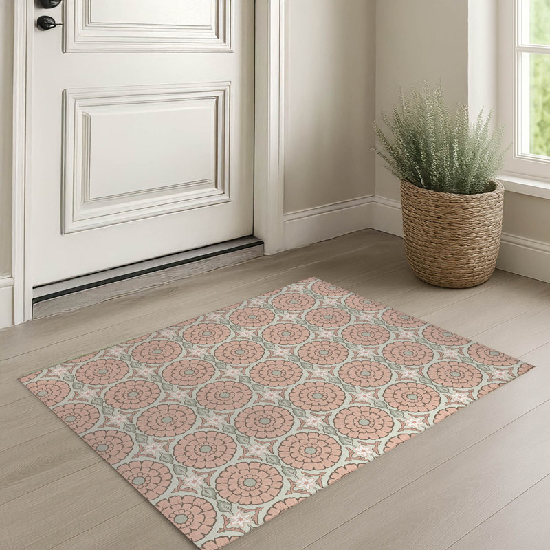 Lexi Ultra-Thin Decorative Indoor Doormat, 24" W x 36" L, Blush