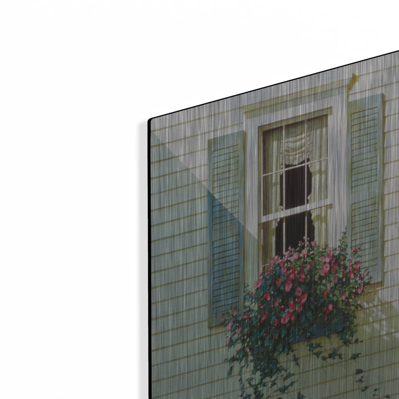«Windows With Flowerboxes» par Zhen-Huan Lu, art mural en métal, H 12 po x l 16 po