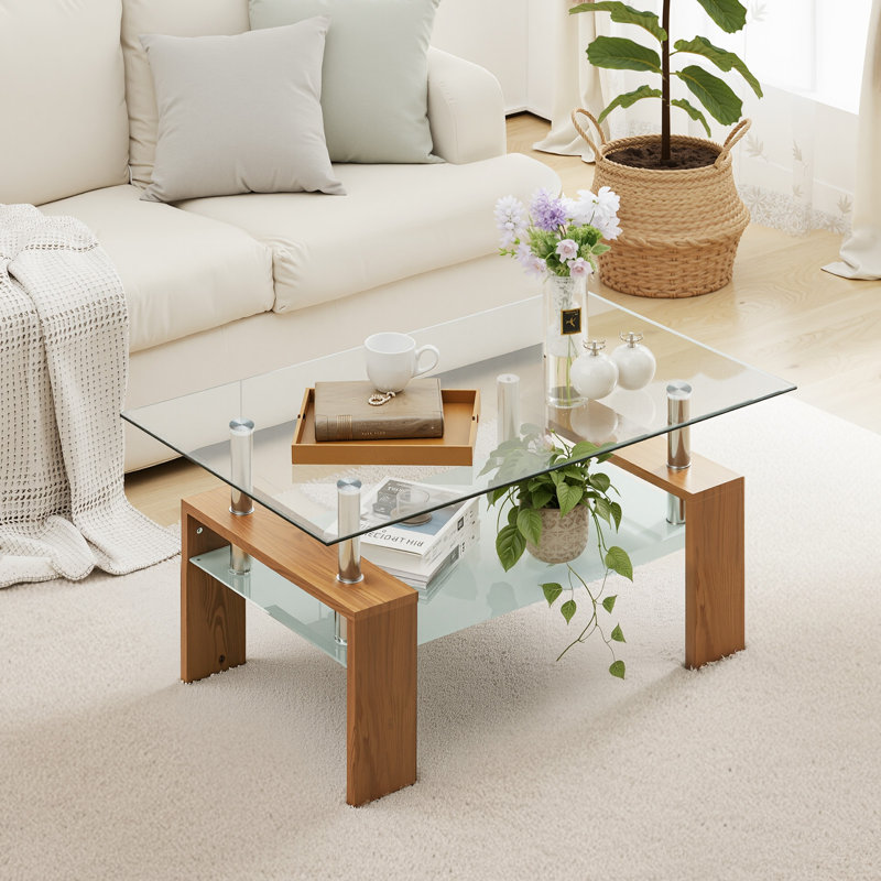 Shantay Four Leg Coffee Table with Storage, Brown