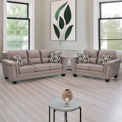 Beeston Fabric Sofa & Loveseat Set, Taupe