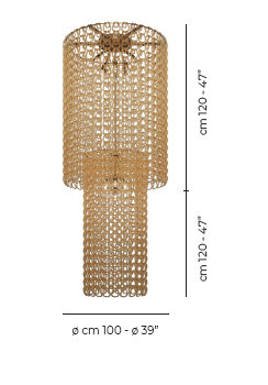 Giogali Ceiling Lamp Ca2 Crystal Smoky Glossy Chrome E26 Ul, Matte Bronze, 94" Height, Crystal Amber